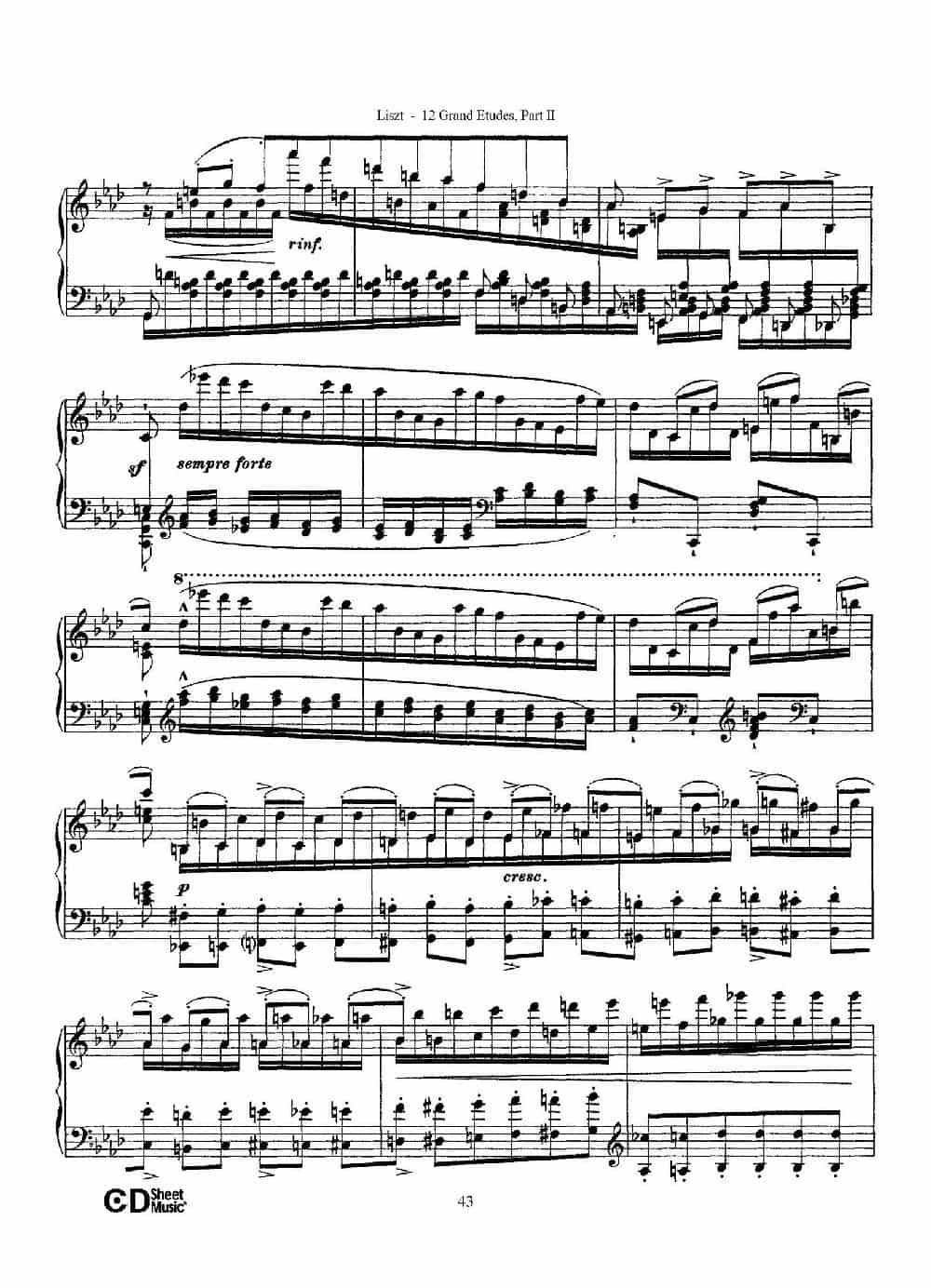12 Grand Etudes S.137（12首华丽的练习曲·10） 钢琴乐谱_第5张