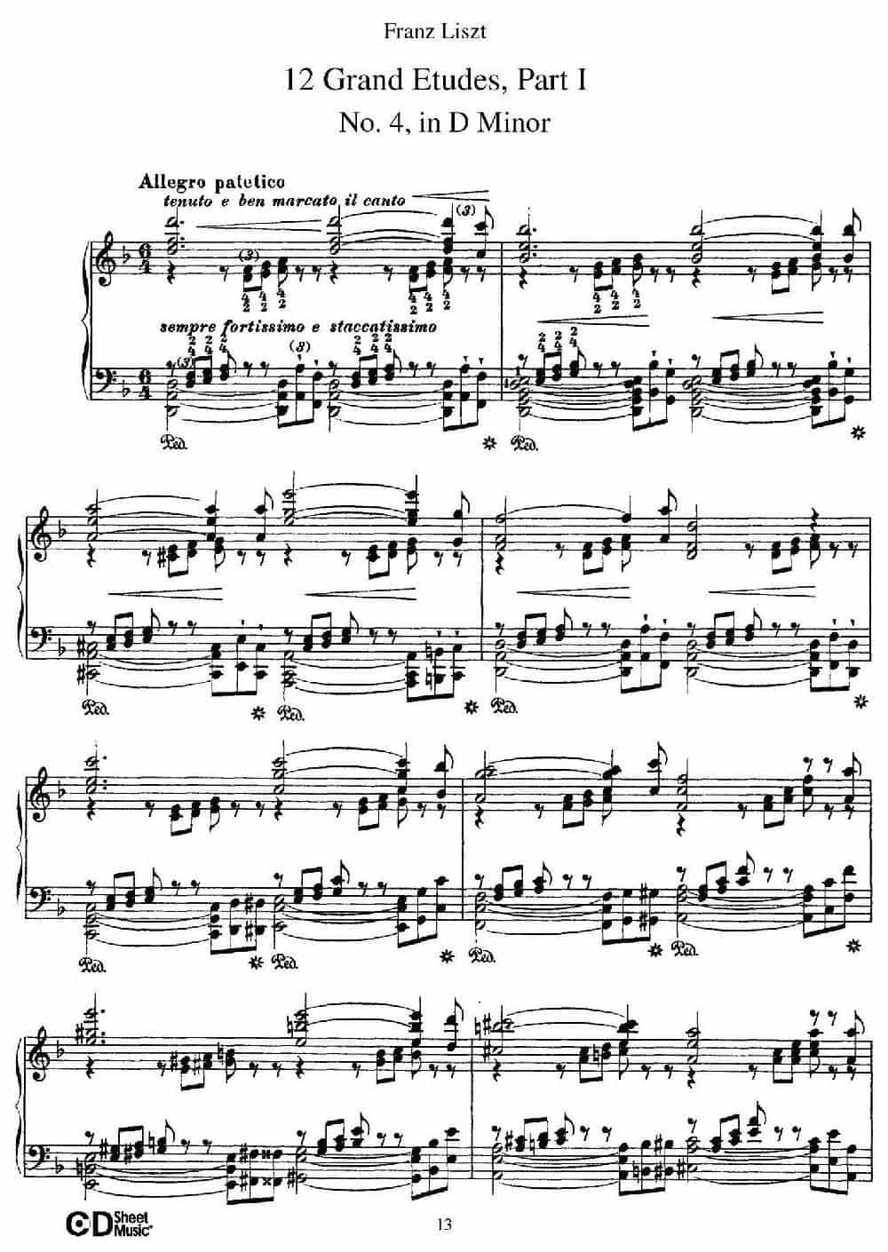 12 Grand Etudes S.137（12首华丽的练习曲·4） 钢琴乐谱_第1张