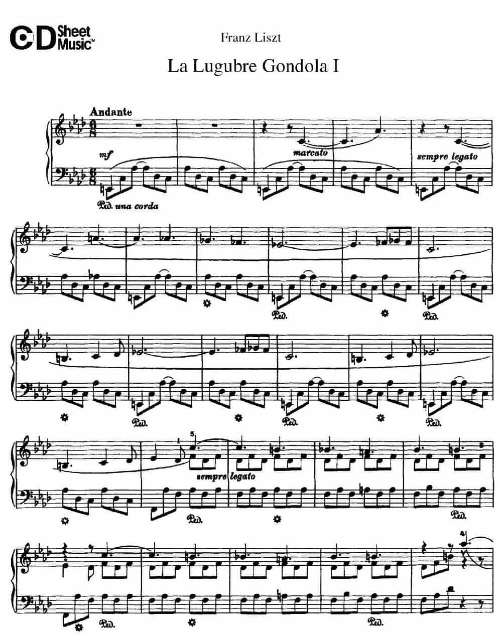 La Lugubre Gondola S.200（Ⅰ） 钢琴乐谱_第1张