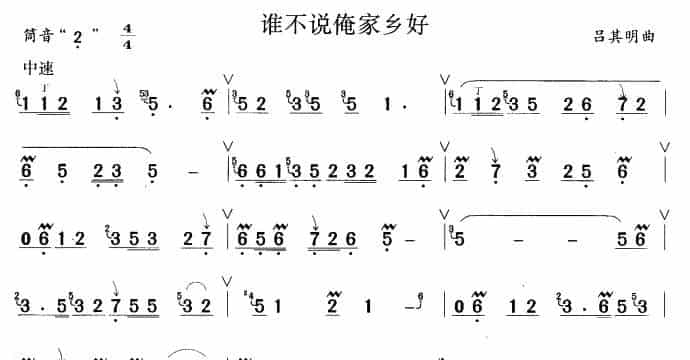谁不说俺家乡好 笛箫乐谱_第2张