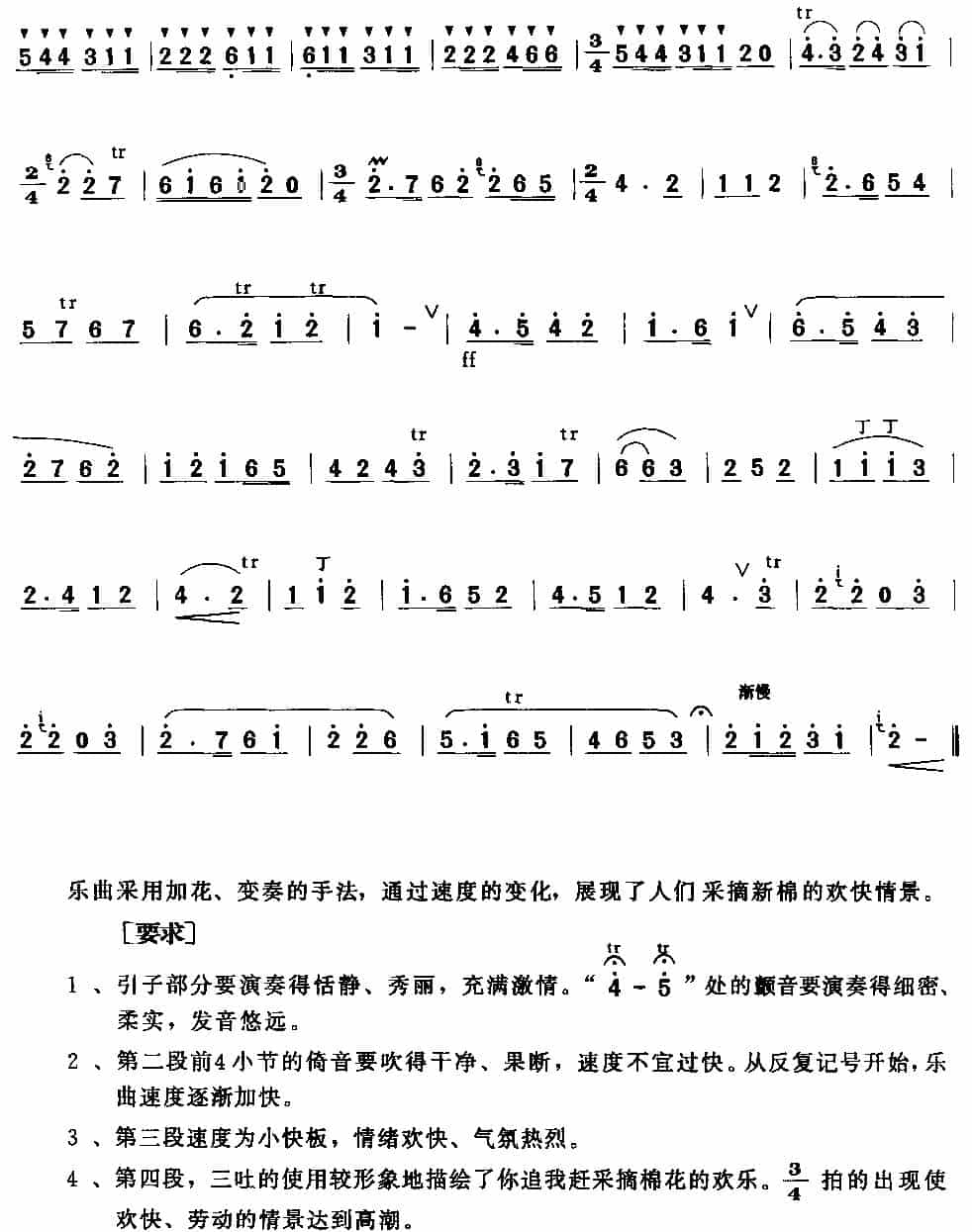摘棉花（版本二） 笛箫乐谱_第3张