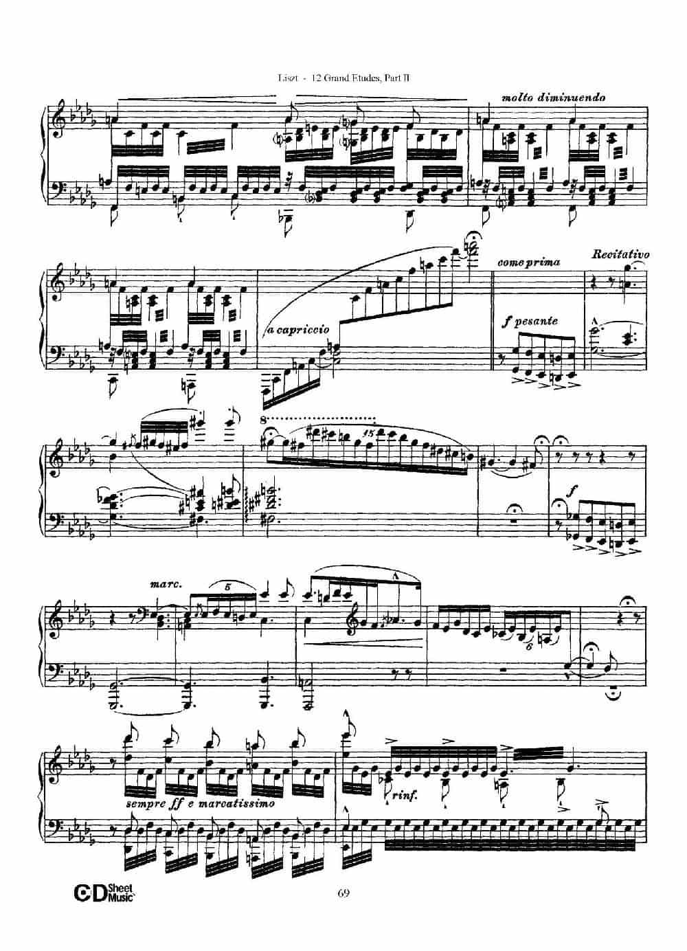 12 Grand Etudes S.137（12首华丽的练习曲·12） 钢琴乐谱_第8张