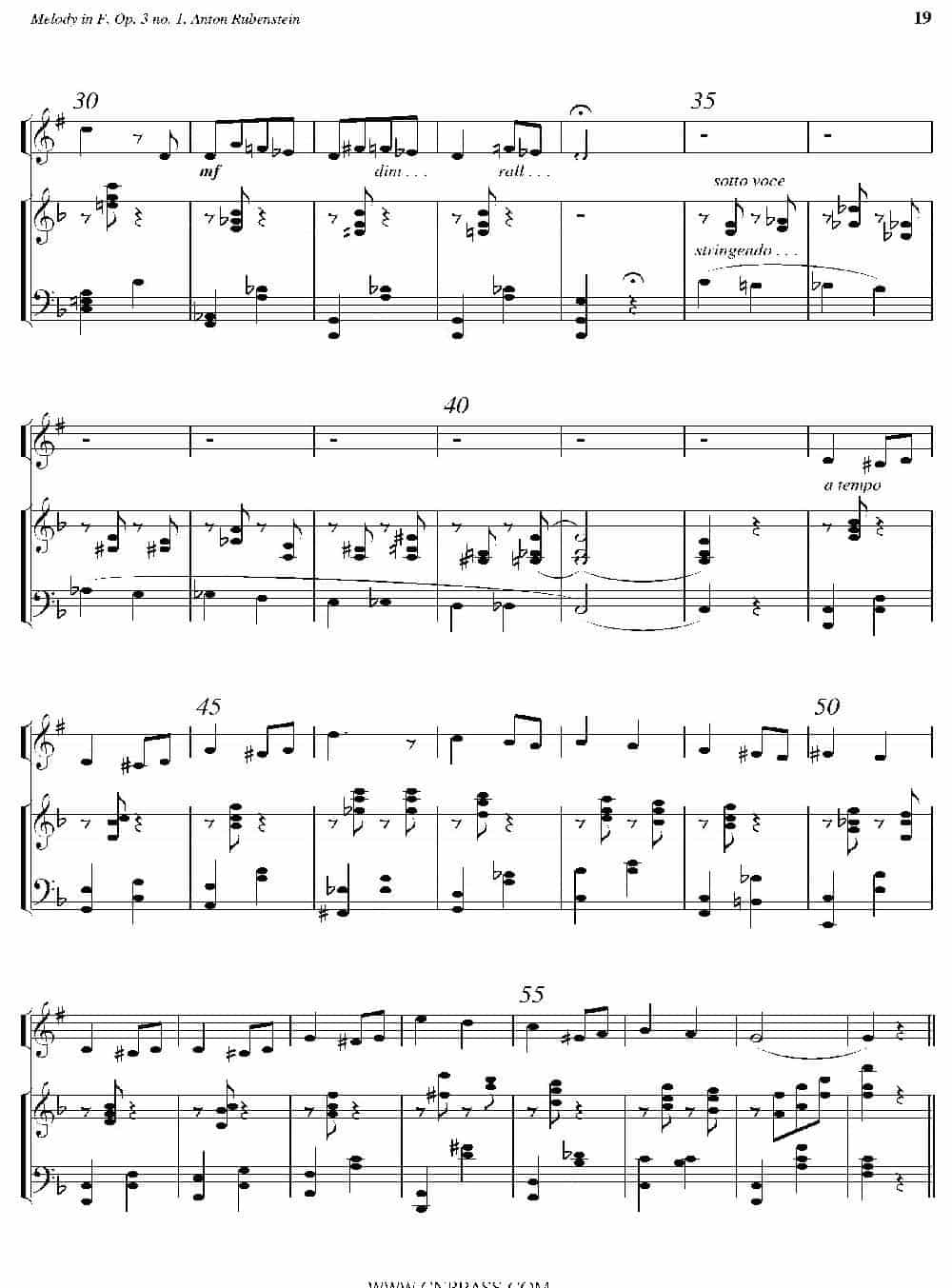 Melody in F（小号+钢琴伴奏） 铜管乐器谱_第2张