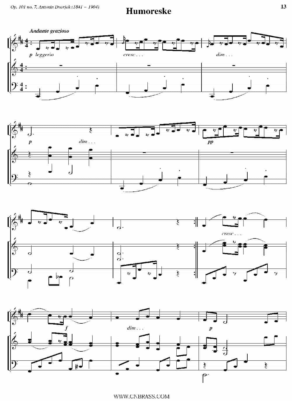 Humoreske（小号+钢琴伴奏） 铜管乐器谱_第1张