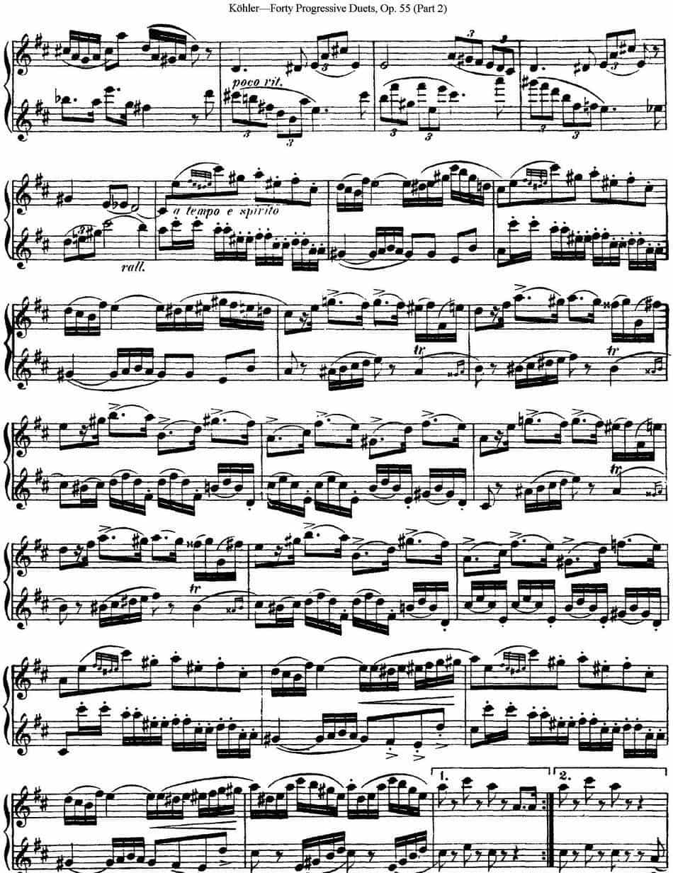 柯勒40首长笛提高练习曲OP.55（二重奏）（NO.13） 长笛乐谱_第4张