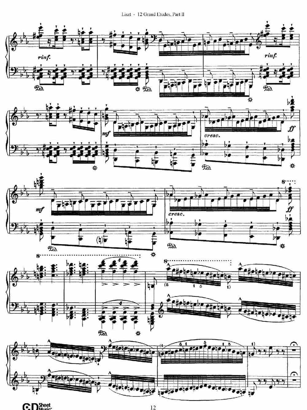 12 Grand Etudes S.137（12首华丽的练习曲·8） 钢琴乐谱_第2张