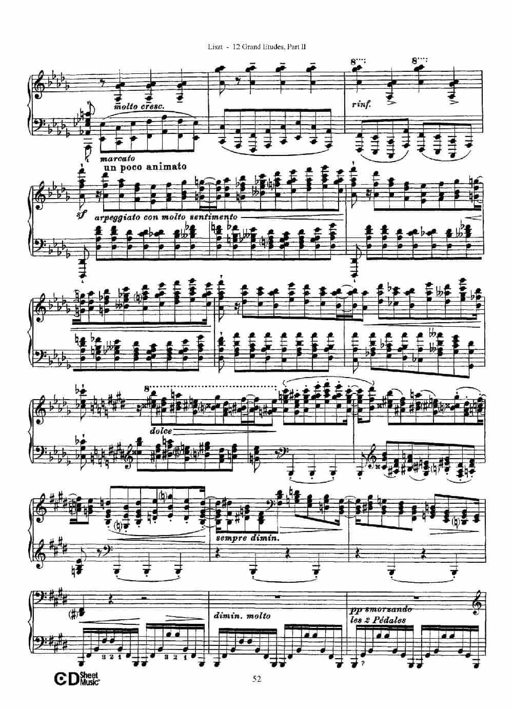 12 Grand Etudes S.137（12首华丽的练习曲·11） 钢琴乐谱_第2张