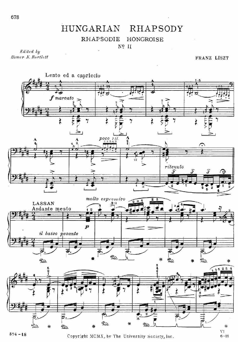 19 Rhapsodies Hongroises S.244 No.2(19首匈牙利狂想曲·第2首) 钢琴乐谱_第1张