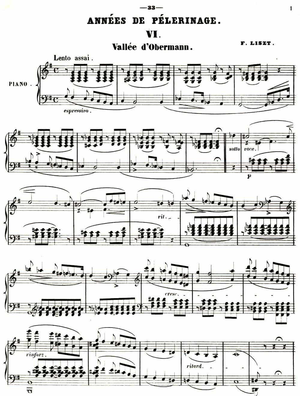 旅行岁月（第一集）瑞士游记（6.奥伯曼山谷 Valee d’Obermann） 钢琴乐谱_第1张