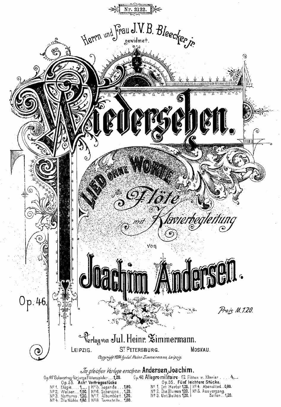 Wiedersehen.Op.46（长笛+钢琴伴奏） 长笛乐谱_第1张
