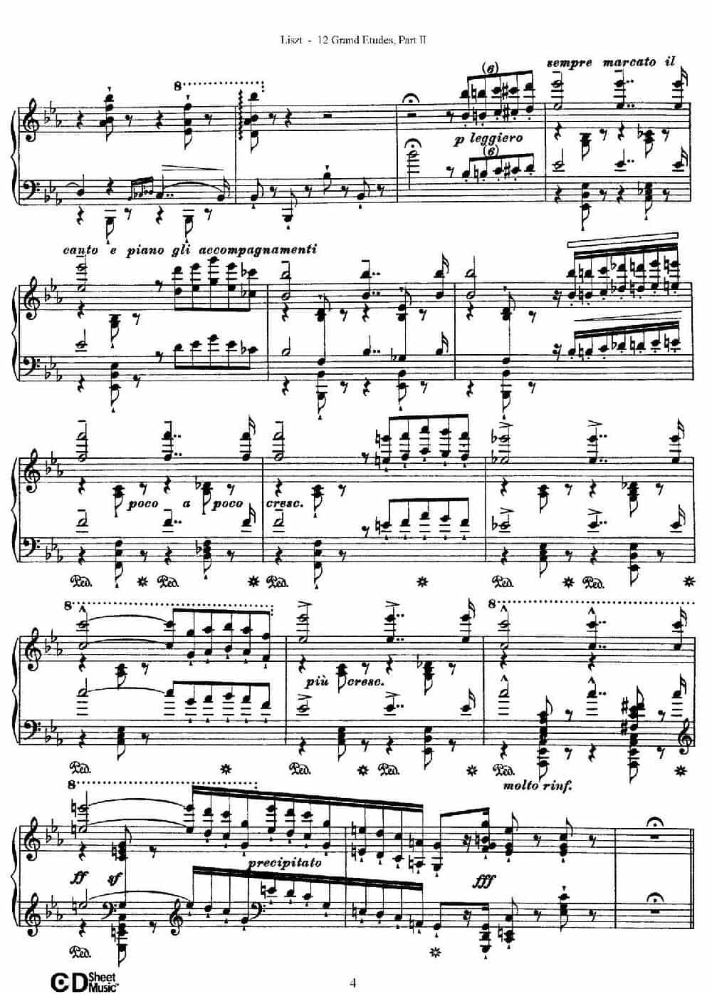 12 Grand Etudes S.137（12首华丽的练习曲·7） 钢琴乐谱_第4张