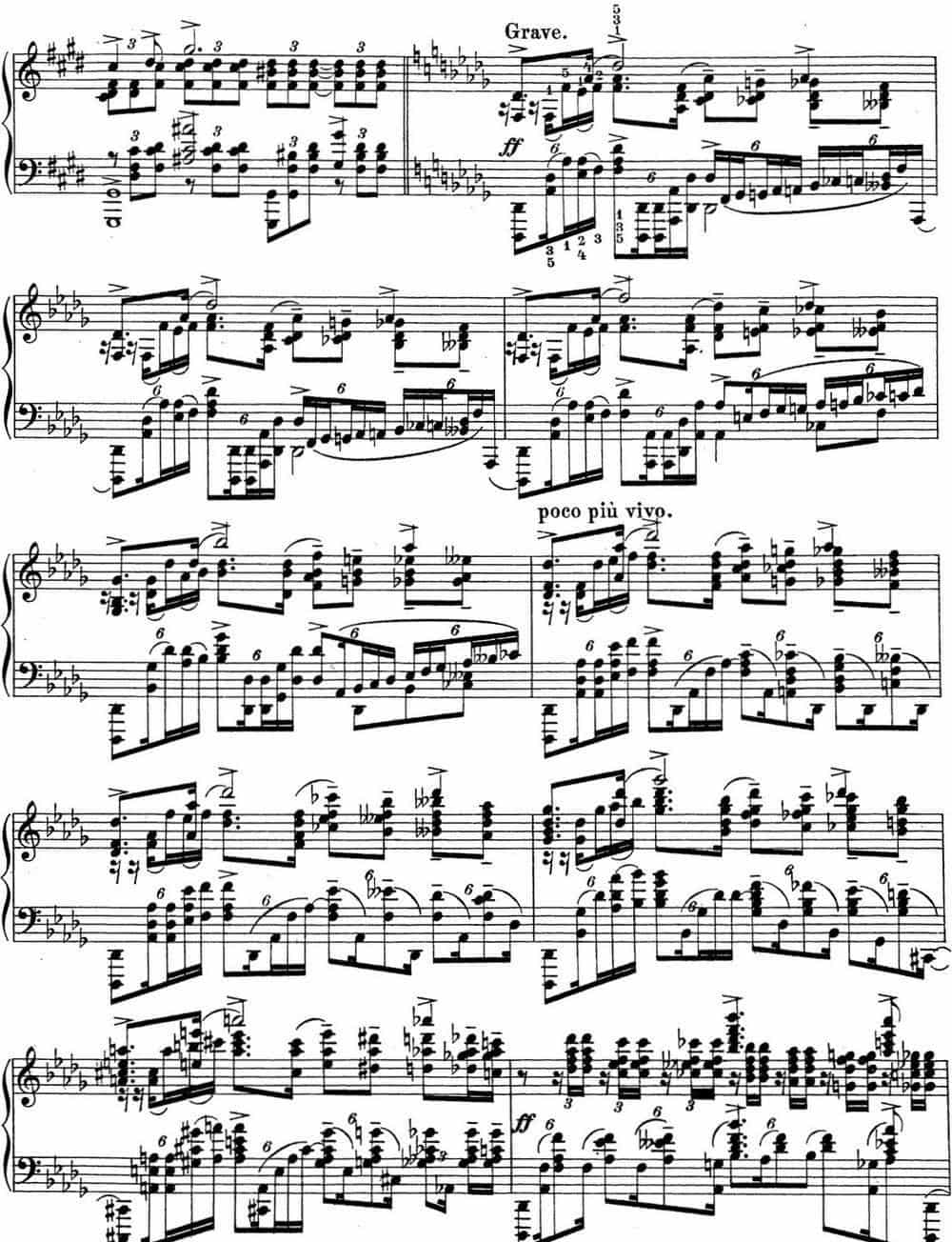 拉赫玛尼诺夫 钢琴前奏曲24 降D大调 Op.32 No.13 钢琴乐谱_第4张