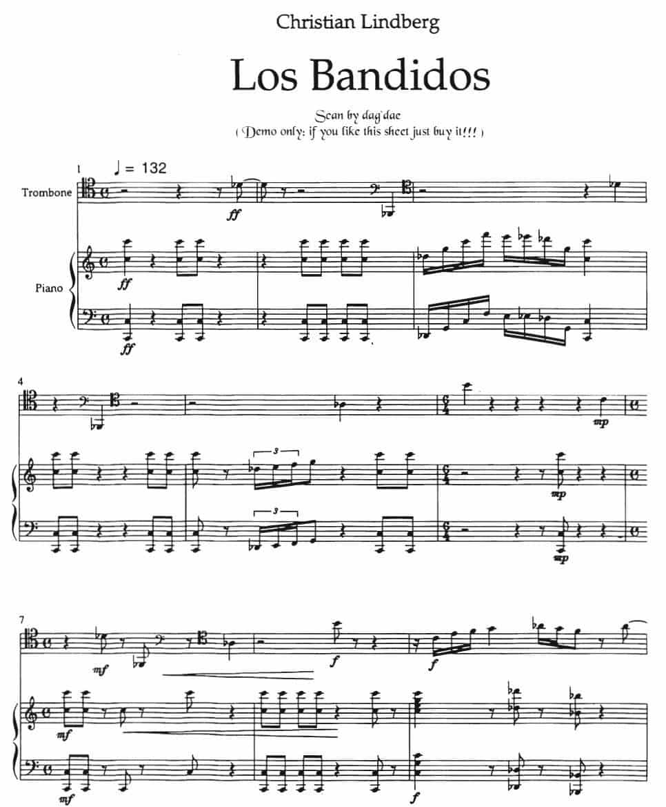 Los Bandidos（长号+钢琴） 铜管乐器谱_第1张