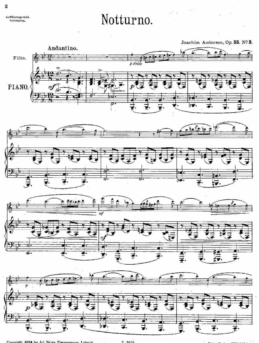 Notturno（Op.55 No.3）（长笛+钢琴伴奏） 长笛乐谱_第1张