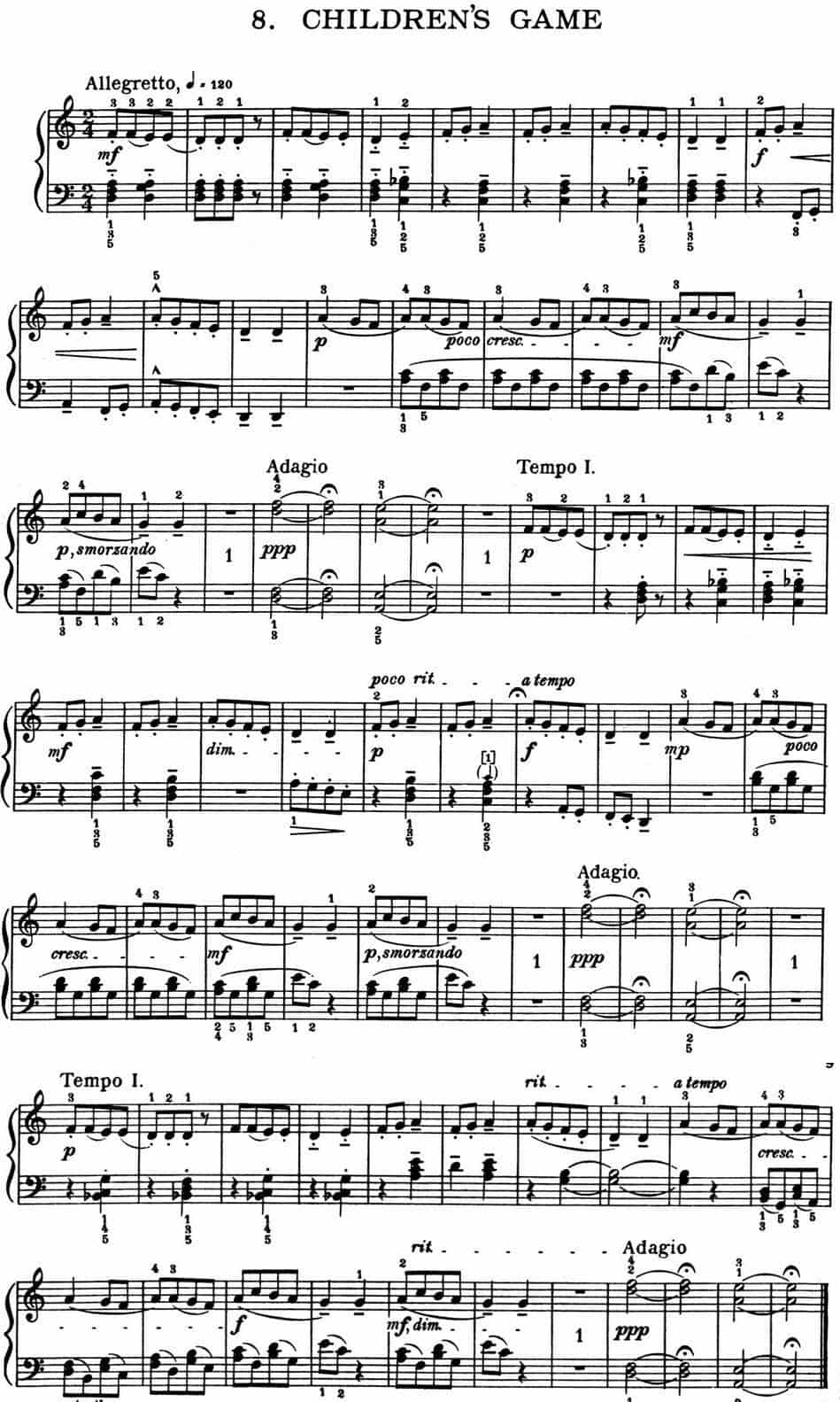 For Children Sz.42（献给孩子们·8） 钢琴乐谱_第1张
