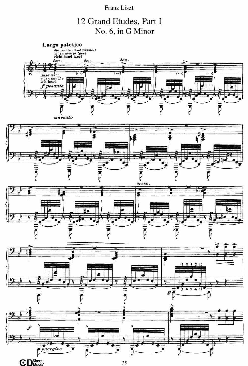 12 Grand Etudes S.137（12首华丽的练习曲·6） 钢琴乐谱_第1张