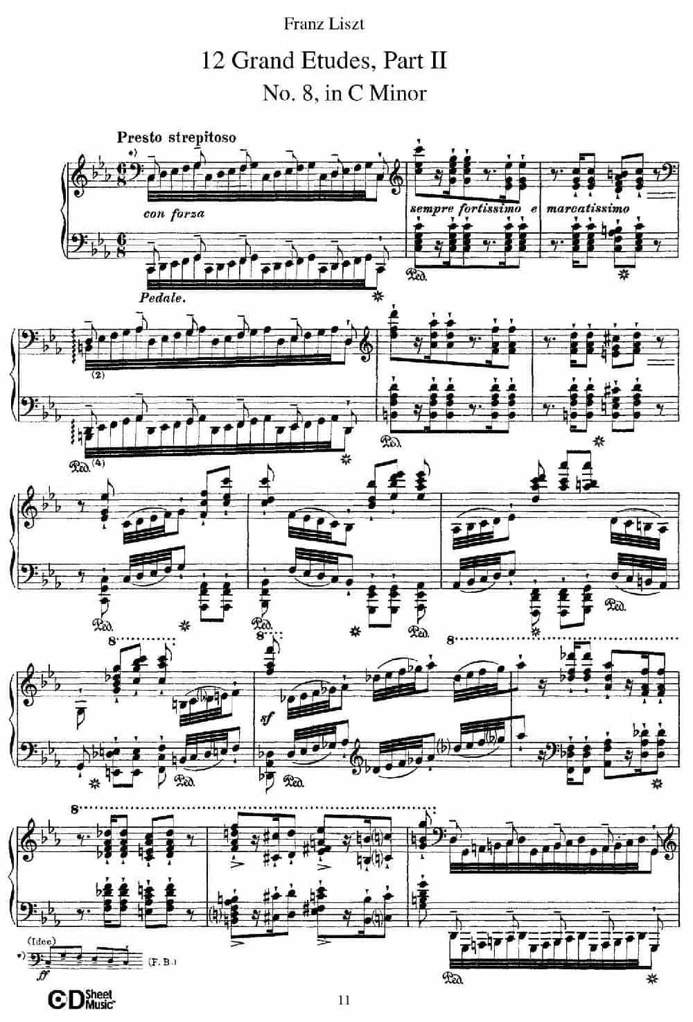 12 Grand Etudes S.137（12首华丽的练习曲·8） 钢琴乐谱_第1张
