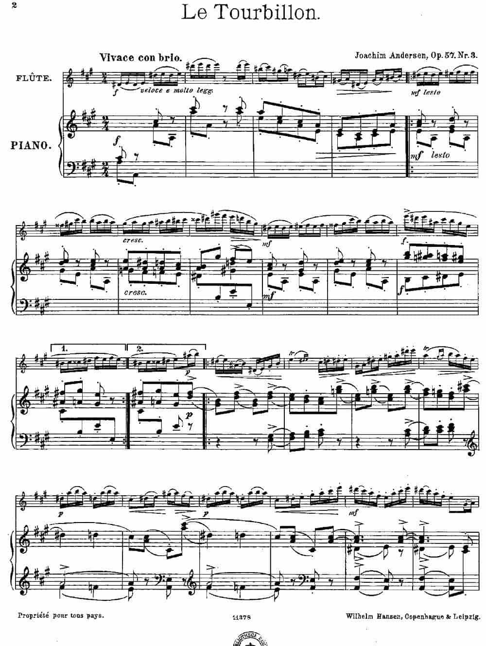 Le Tourbillon（Op.57 No.3）（长笛+钢琴伴奏） 长笛乐谱_第1张
