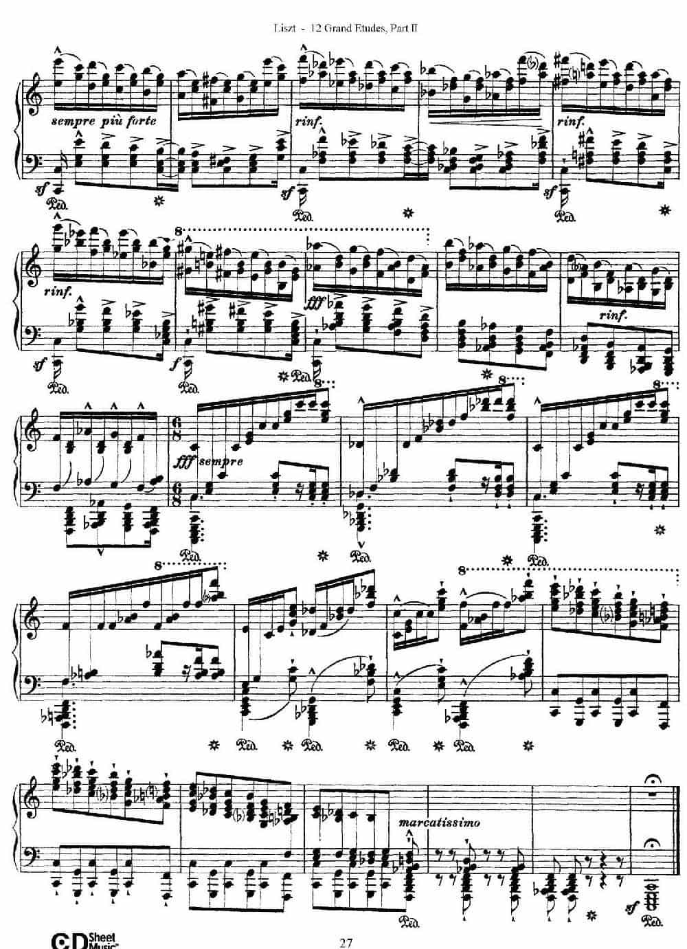 12 Grand Etudes S.137（12首华丽的练习曲·8） 钢琴乐谱_第17张