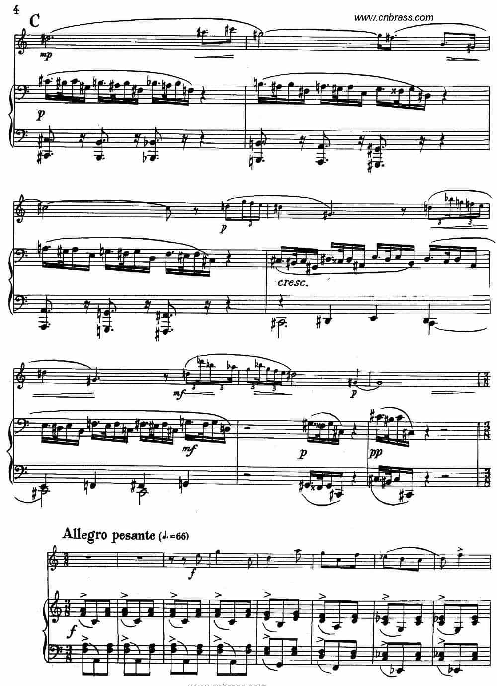 亨德米斯-奏鸣曲（圆号+钢琴） 铜管乐器谱_第3张