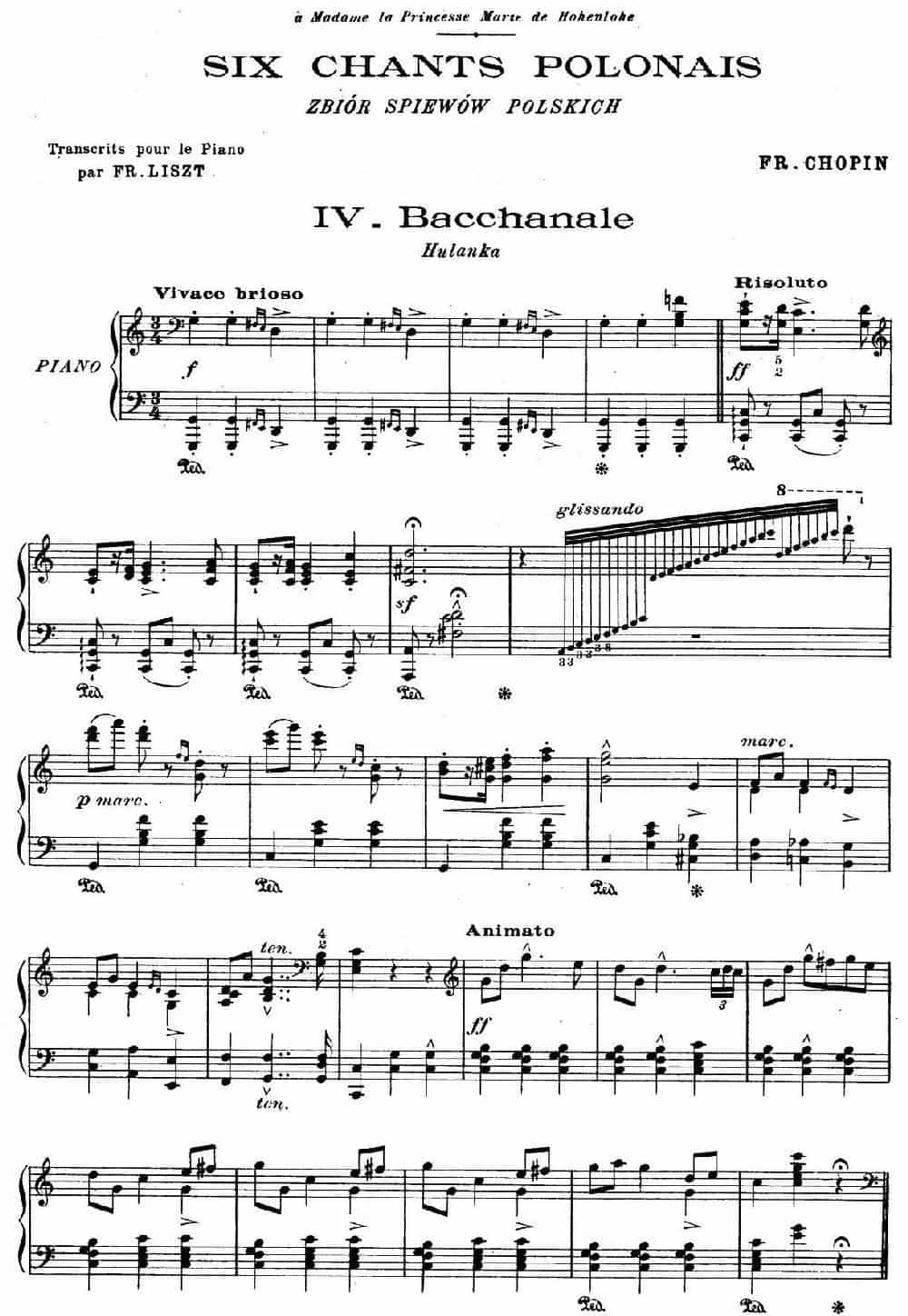6 Chants Polonais S.480（6首波兰歌曲·Ⅳ） 钢琴乐谱_第1张