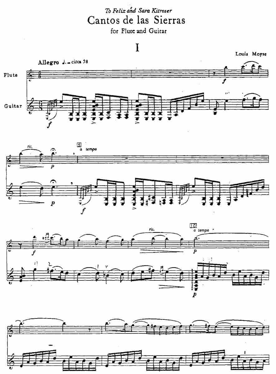 Cantos sierras（山脉之歌）（长笛+吉他） 长笛乐谱_第1张