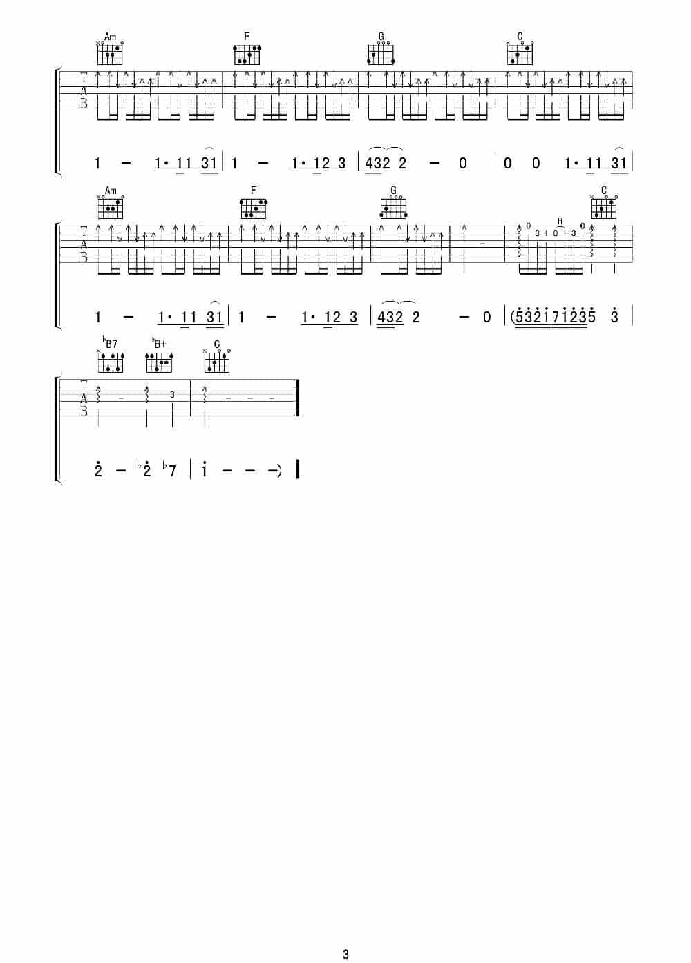 喜欢你 吉他乐谱_第3张