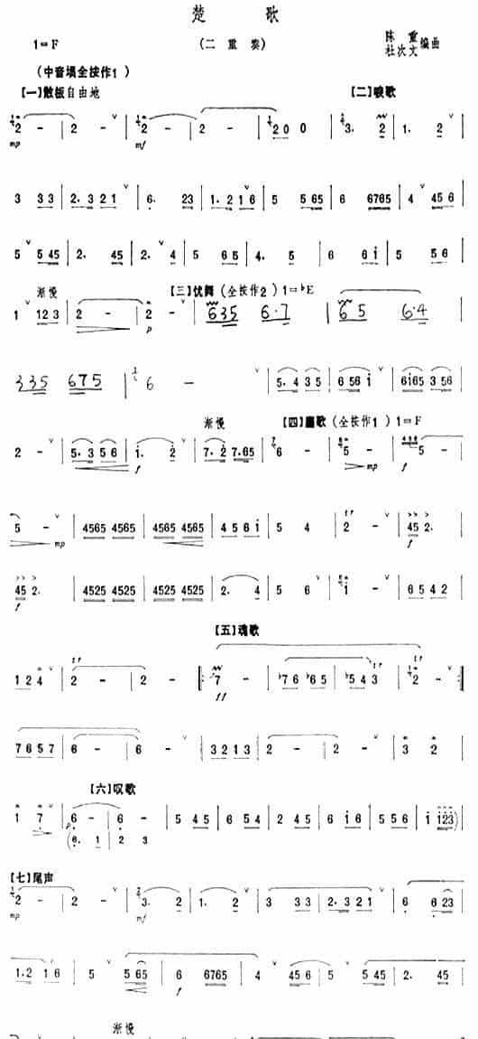 楚歌（埙、笛二重奏） 笛箫乐谱_第1张