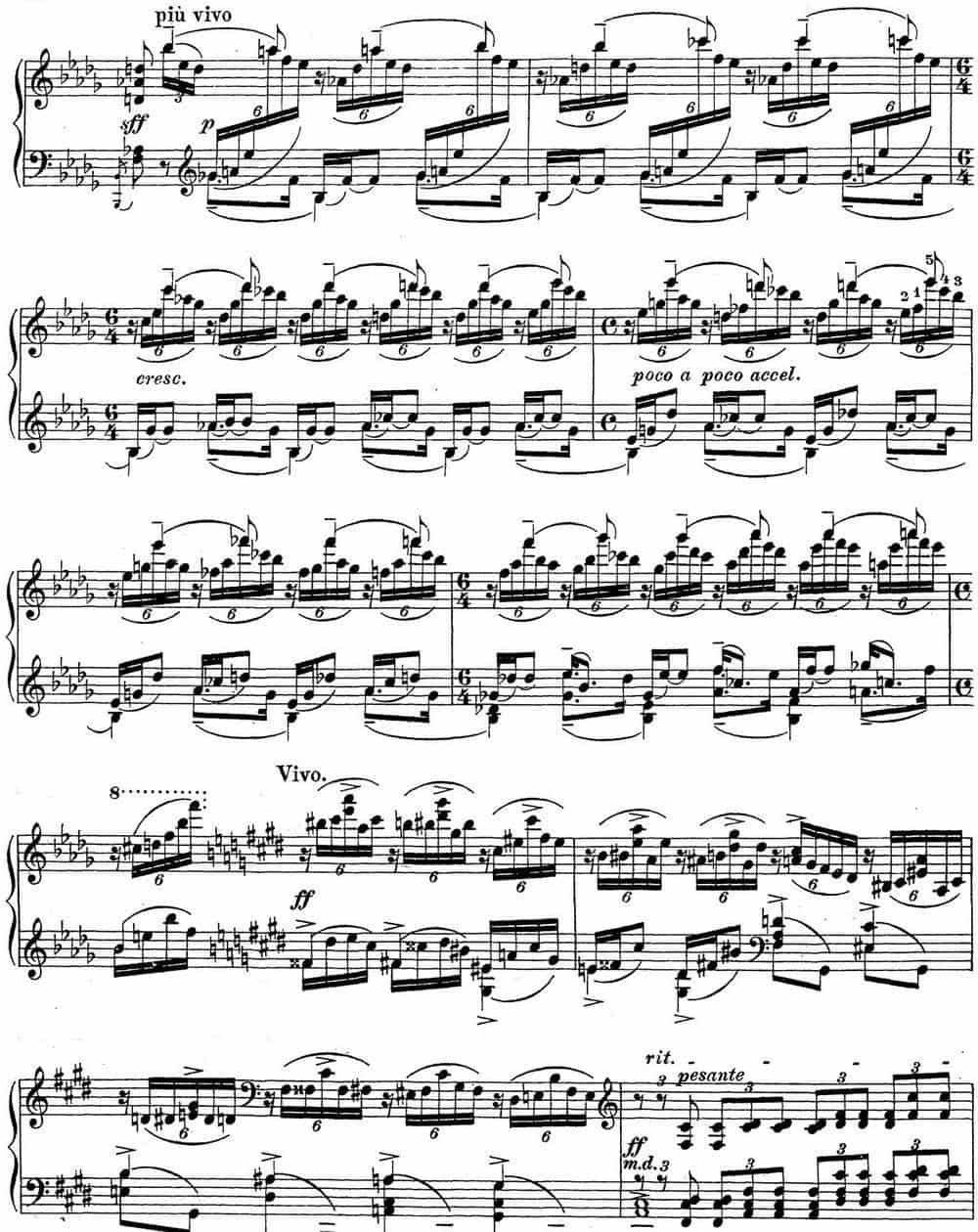 拉赫玛尼诺夫 钢琴前奏曲24 降D大调 Op.32 No.13 钢琴乐谱_第3张