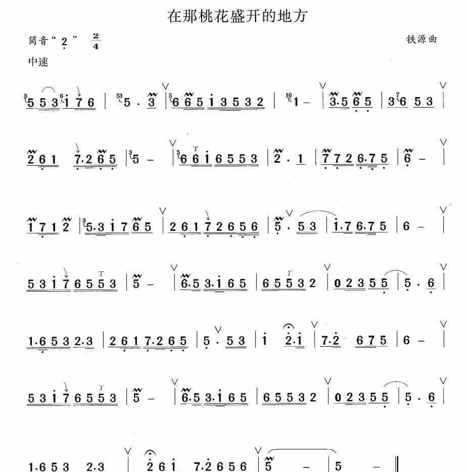 在那桃花盛开的地方 笛箫乐谱_第1张