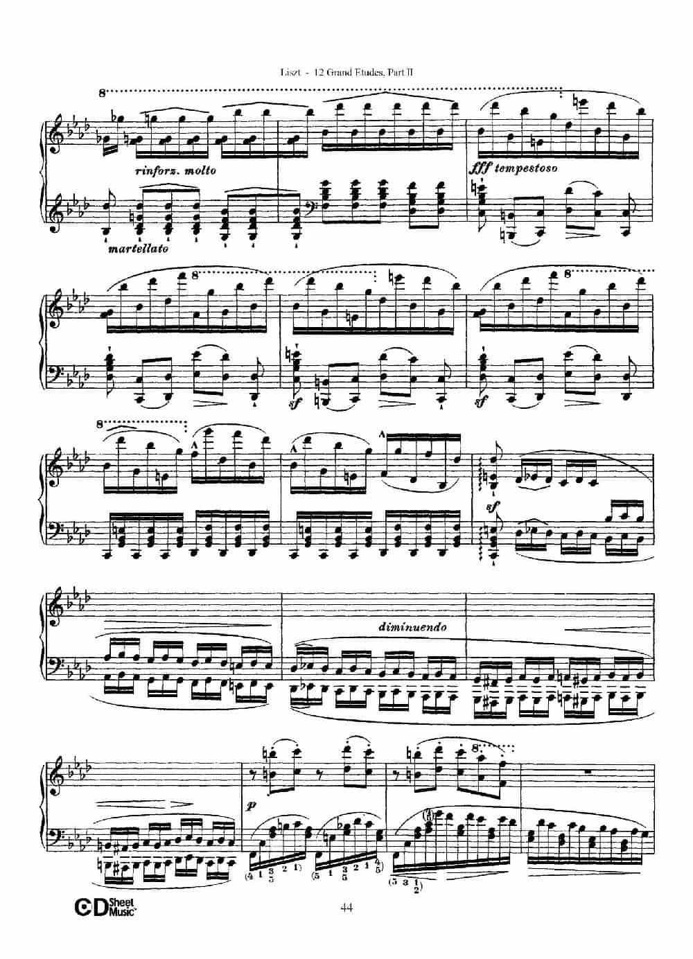12 Grand Etudes S.137（12首华丽的练习曲·10） 钢琴乐谱_第6张