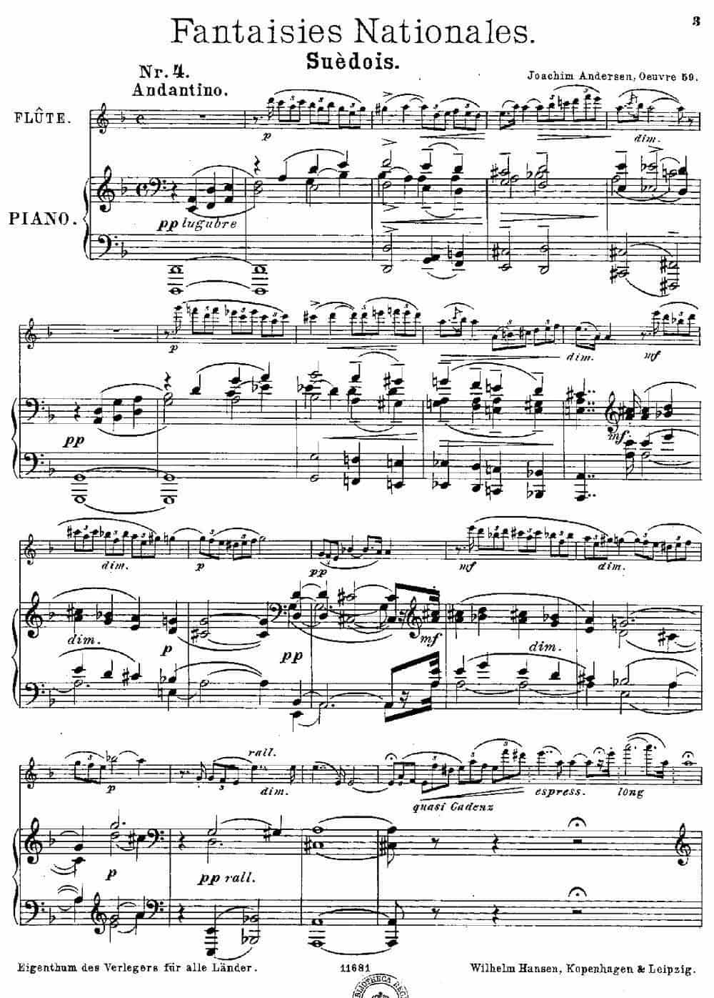 Fantaisies nationales. Suedois.（Op.59 No.4）（长笛+钢琴伴奏） 长笛乐谱_第1张