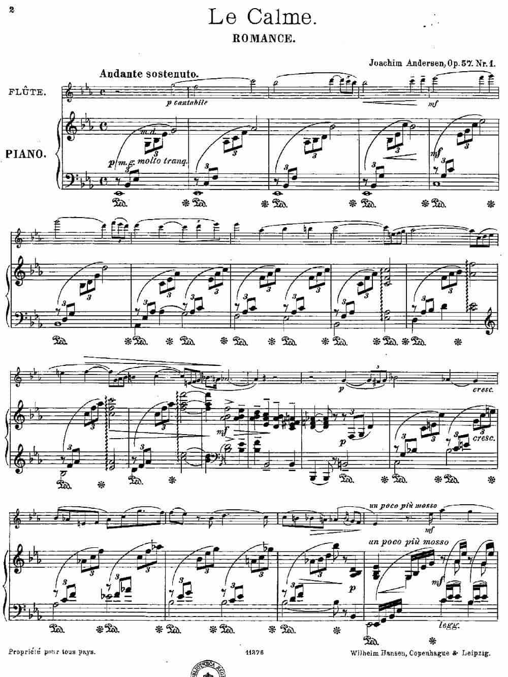 Le Calme（Op.57 No.1）（长笛+钢琴伴奏） 长笛乐谱_第1张