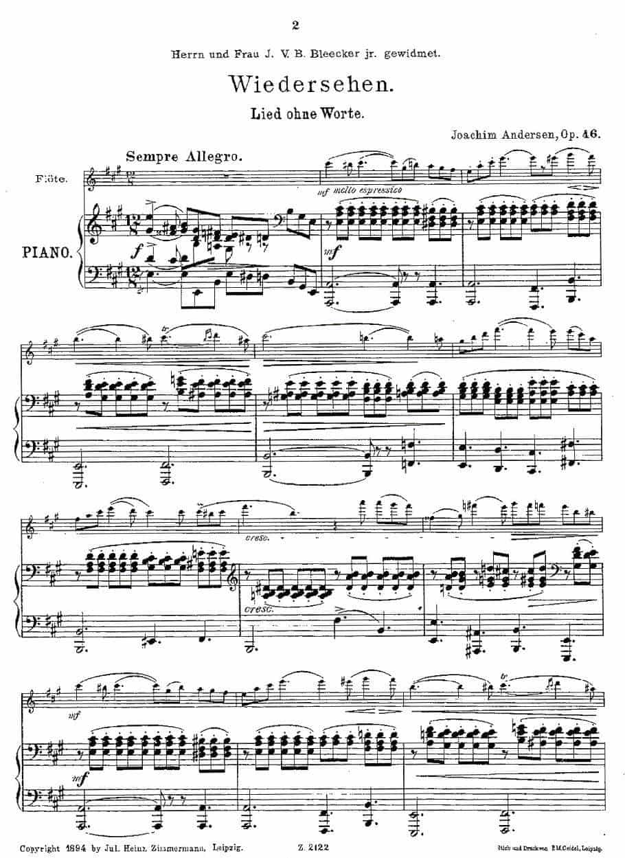 Wiedersehen.Op.46（长笛+钢琴伴奏） 长笛乐谱_第2张