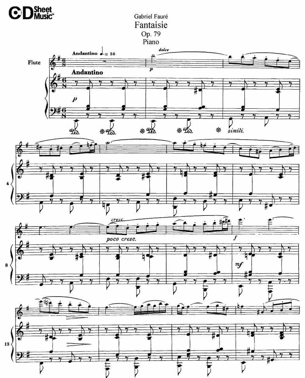 Fantaisie Op.79（幻想曲 作品79号）（长笛+钢琴伴奏） 长笛乐谱_第1张