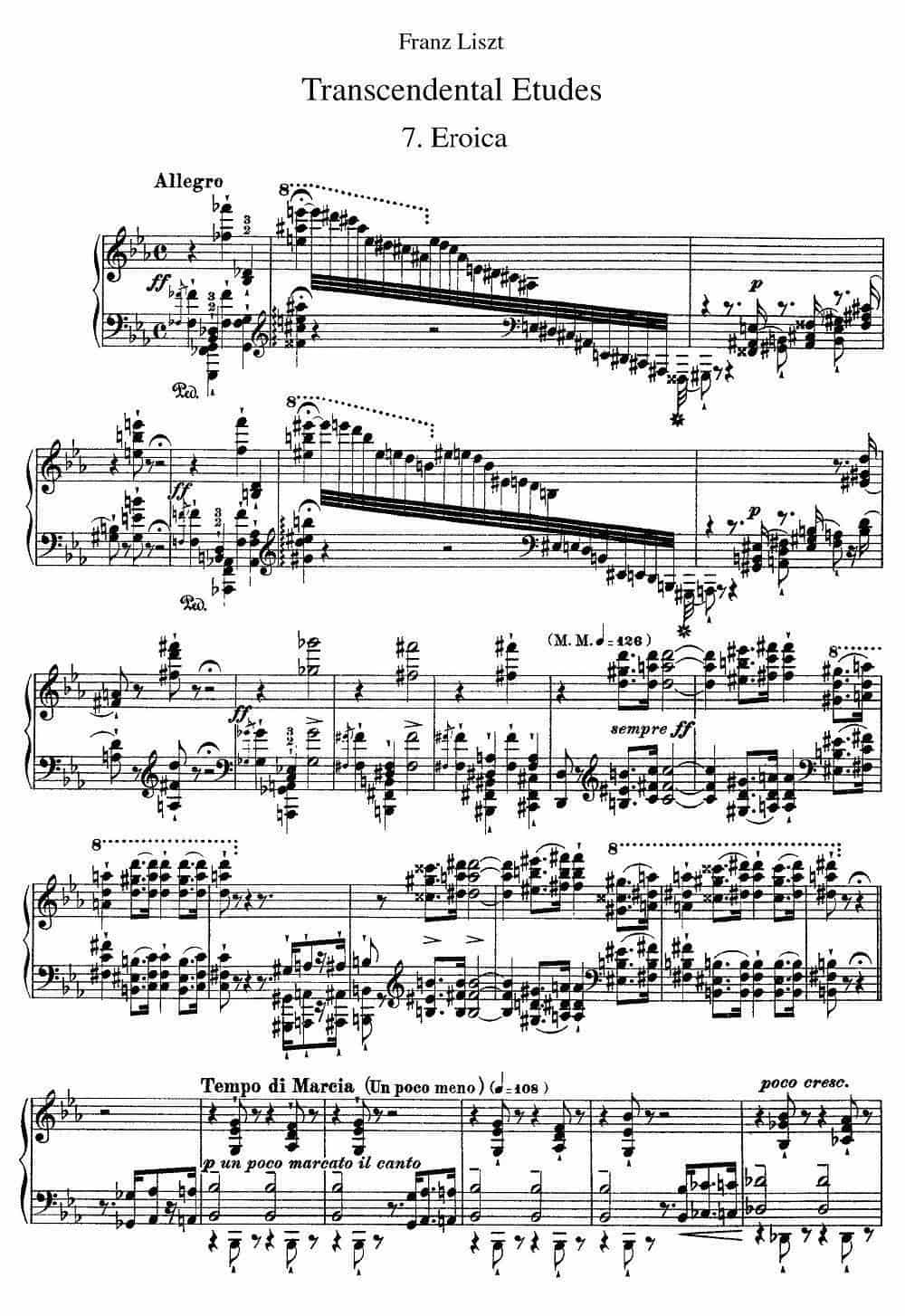 12首超级技巧练习曲：Eroica（英雄） 钢琴乐谱_第1张