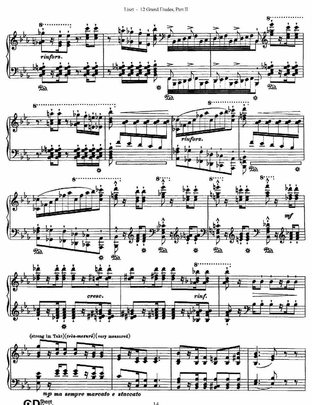 12 Grand Etudes S.137（12首华丽的练习曲·8） 钢琴乐谱_第4张