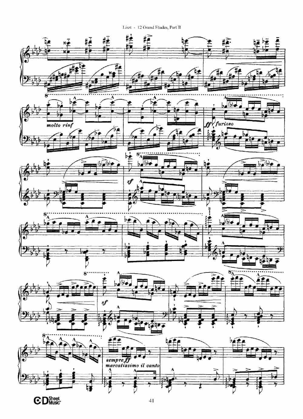 12 Grand Etudes S.137（12首华丽的练习曲·10） 钢琴乐谱_第3张