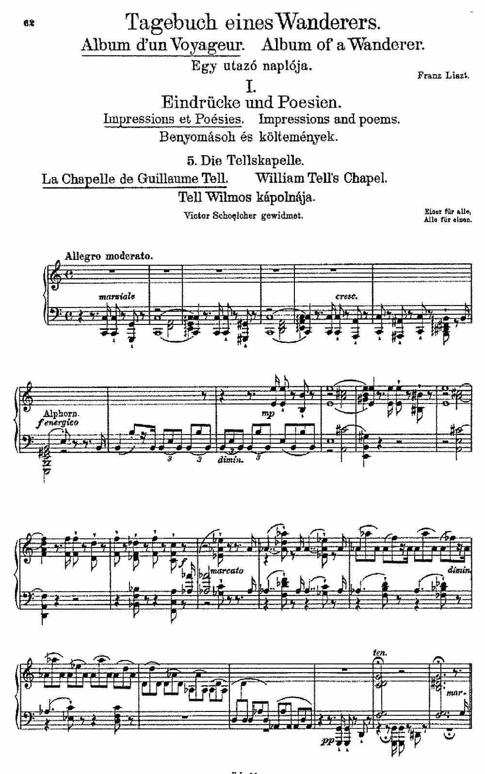 Album d'un Voyageur S.156（旅行者札记·第一册）（印象与诗篇·5. 奥伯曼山谷 Vallee d'Obermann） 钢琴乐谱_第1张