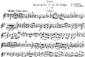 Mozart《Quartet No.17 in Bb Major,K.458》（Violin 2分谱） 提琴乐谱