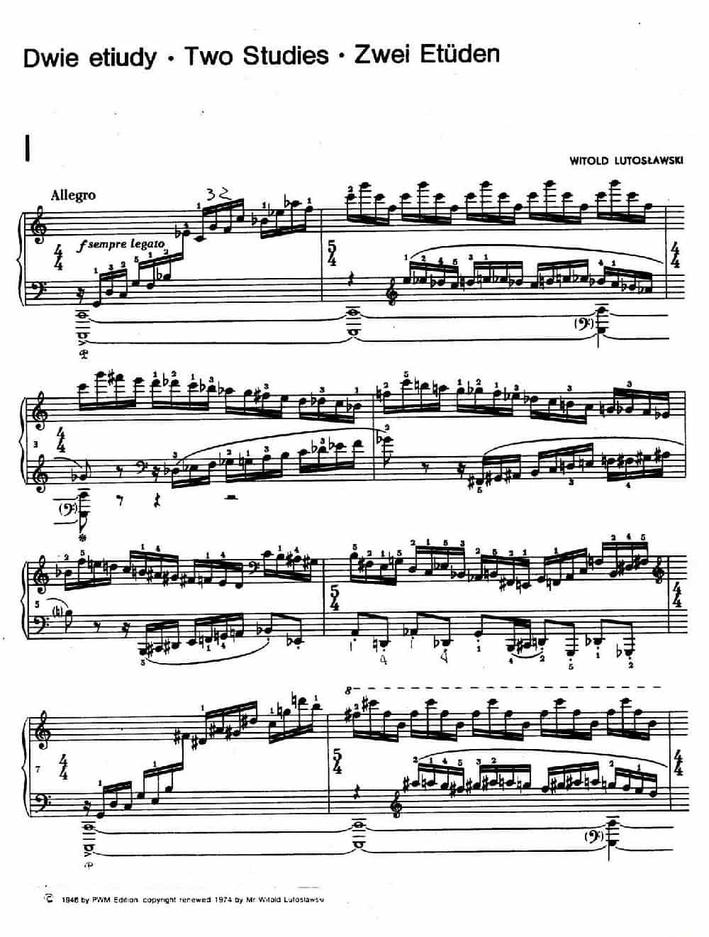 Two Studies（2首练习曲 1. 快板） 钢琴乐谱_第1张