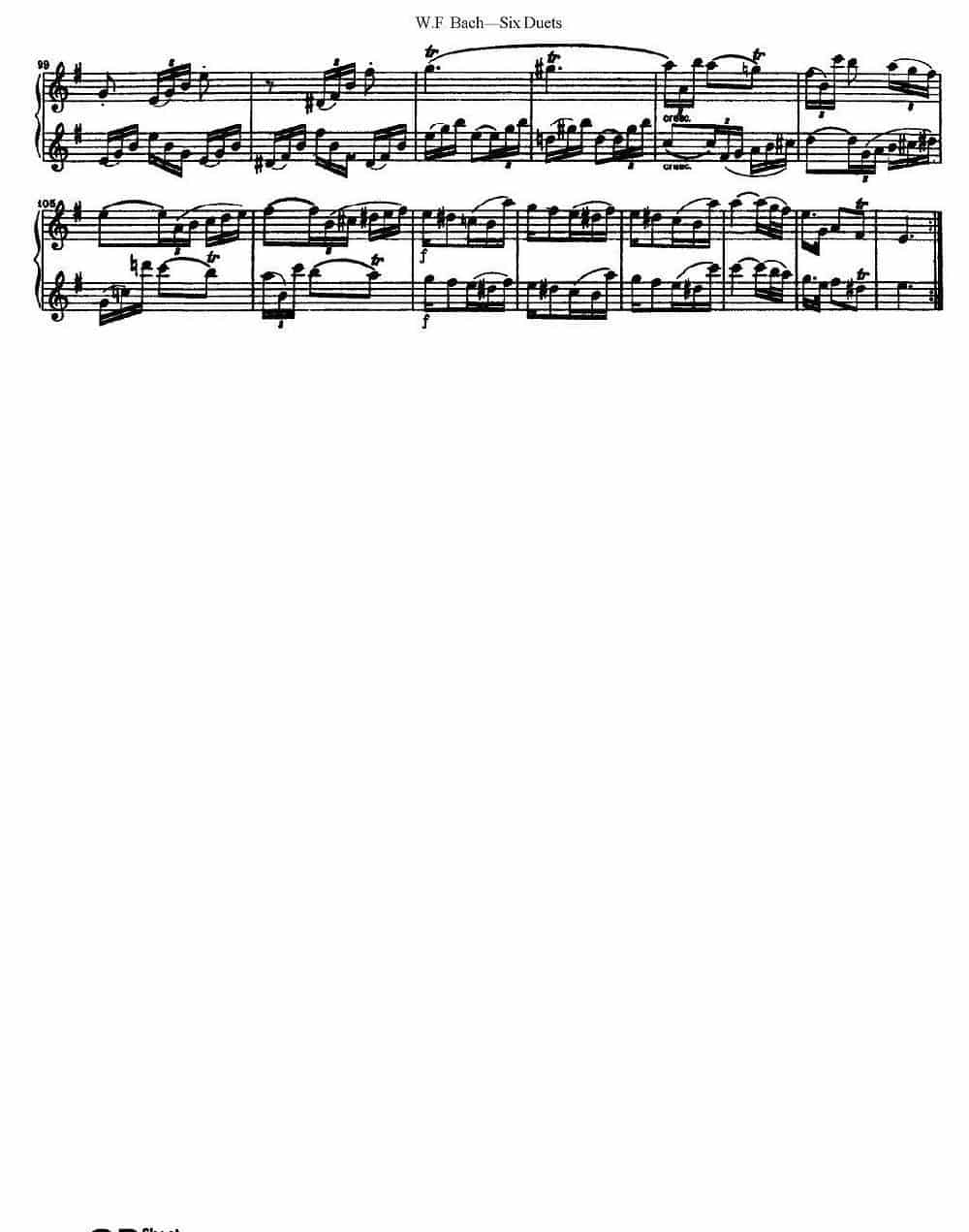 W.F.巴赫—六首二重奏练习曲（1） 长笛乐谱_第7张