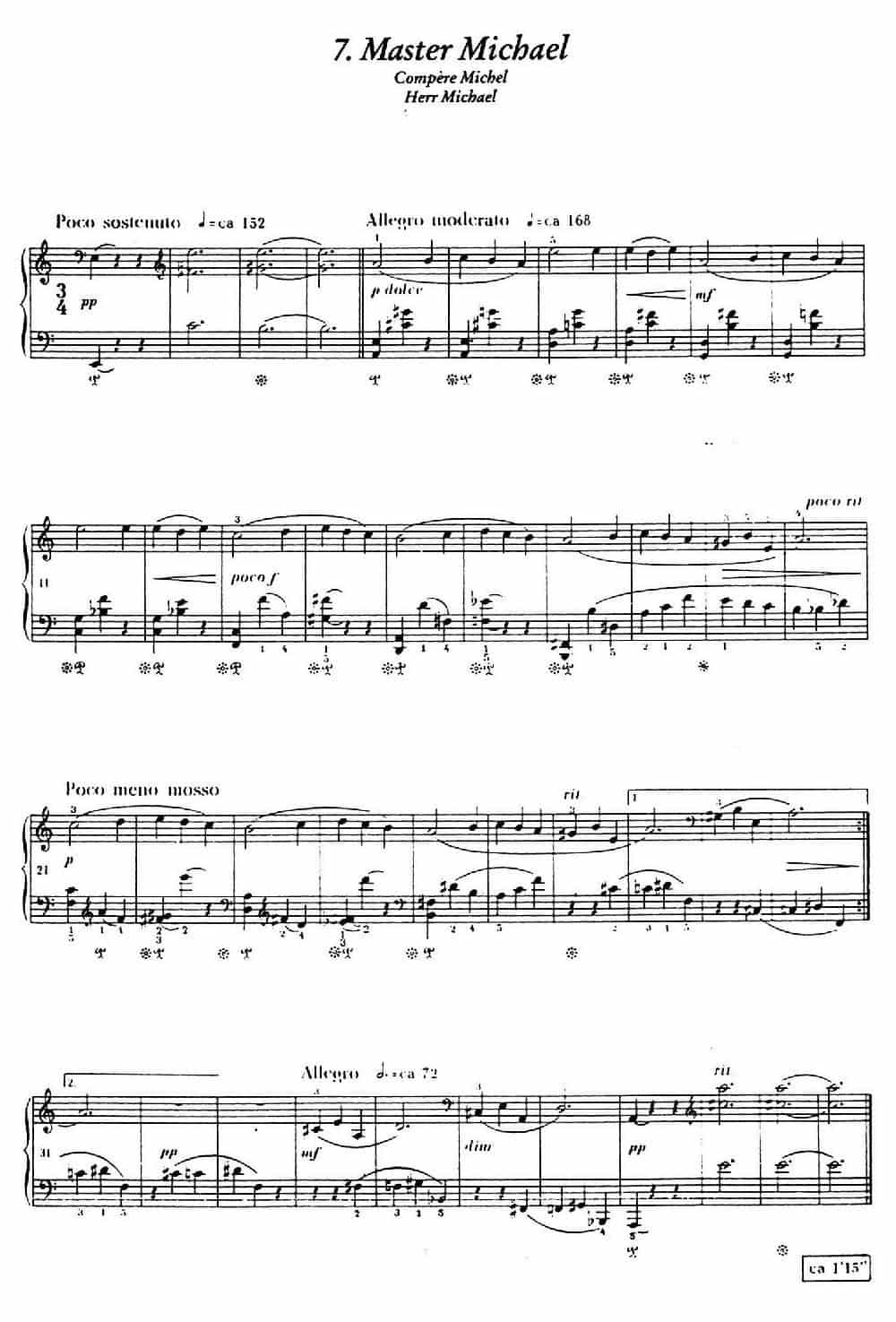 12 Folk Melodies(十二首民间曲调·7) 钢琴乐谱_第1张
