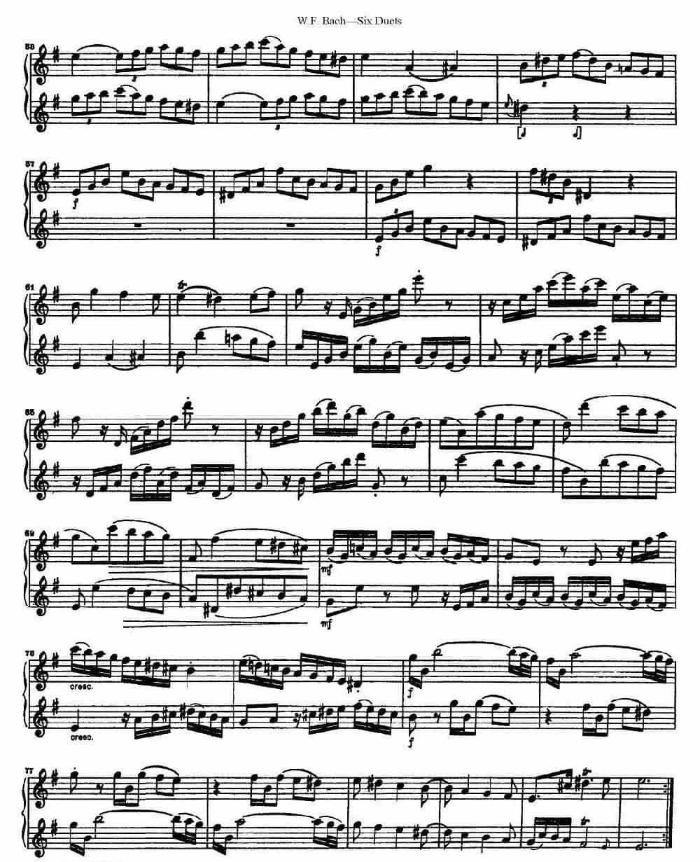 W.F.巴赫—六首二重奏练习曲（1） 长笛乐谱_第3张