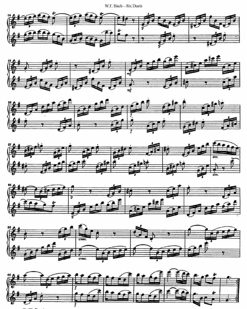 W.F.巴赫—六首二重奏练习曲（1） 长笛乐谱_第5张